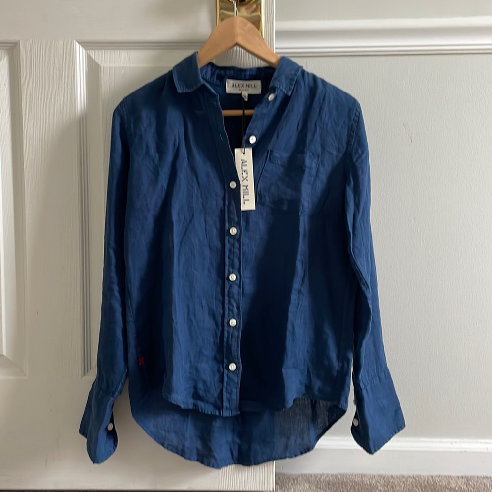 Alex Mill Wyatt Linen Shirt Navy NWT